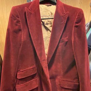 Banana Republic Maroon Velvet Smoking Jacket, Size 42R